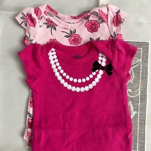 Little Treasure Baby Girl Bodysuits Cotton 2pk 0-3months